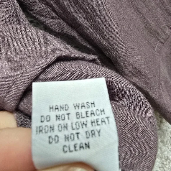 Habitat Women Textured Button Up Shirt Size Medium Lagenlook Office Flowy - Picture 7 of 14